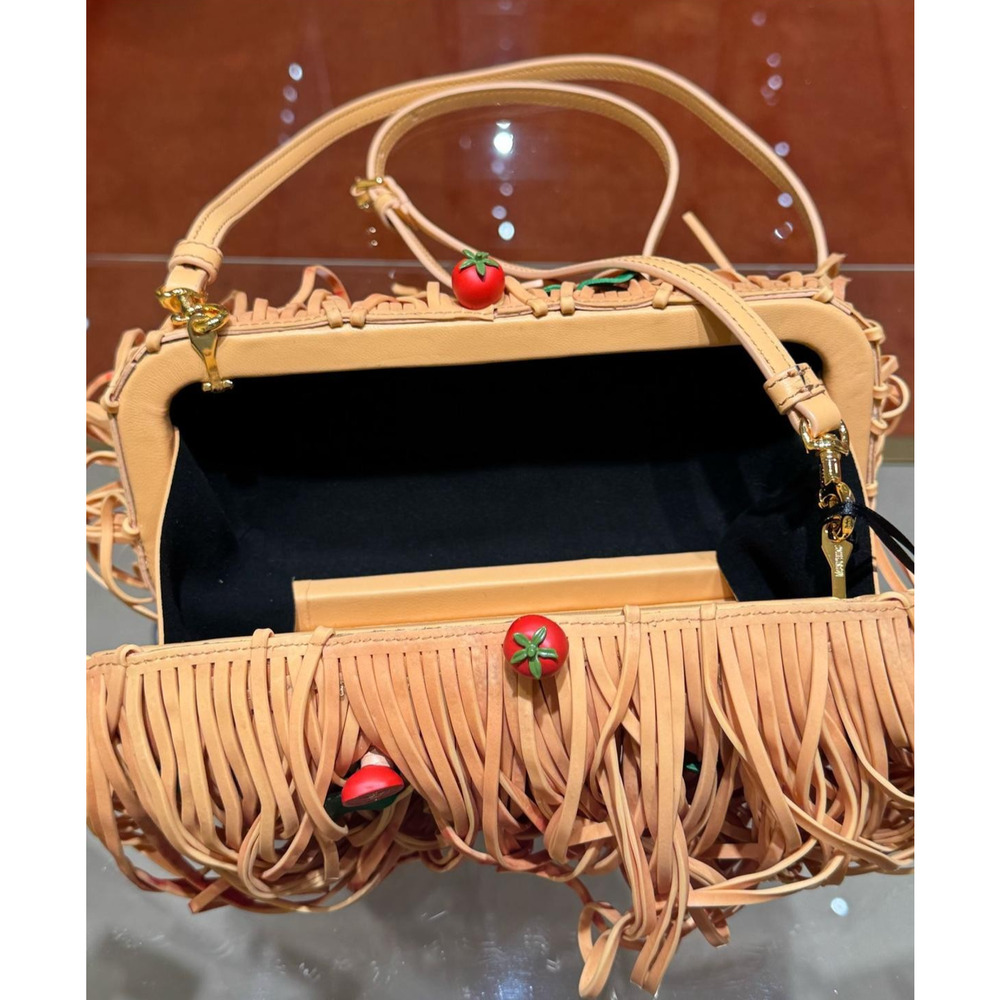 Moschino Couture Jeremy Scott Spaghetti Pasta Fringe Tomato Clutch Shoulder Bag - Picture 8 of 8